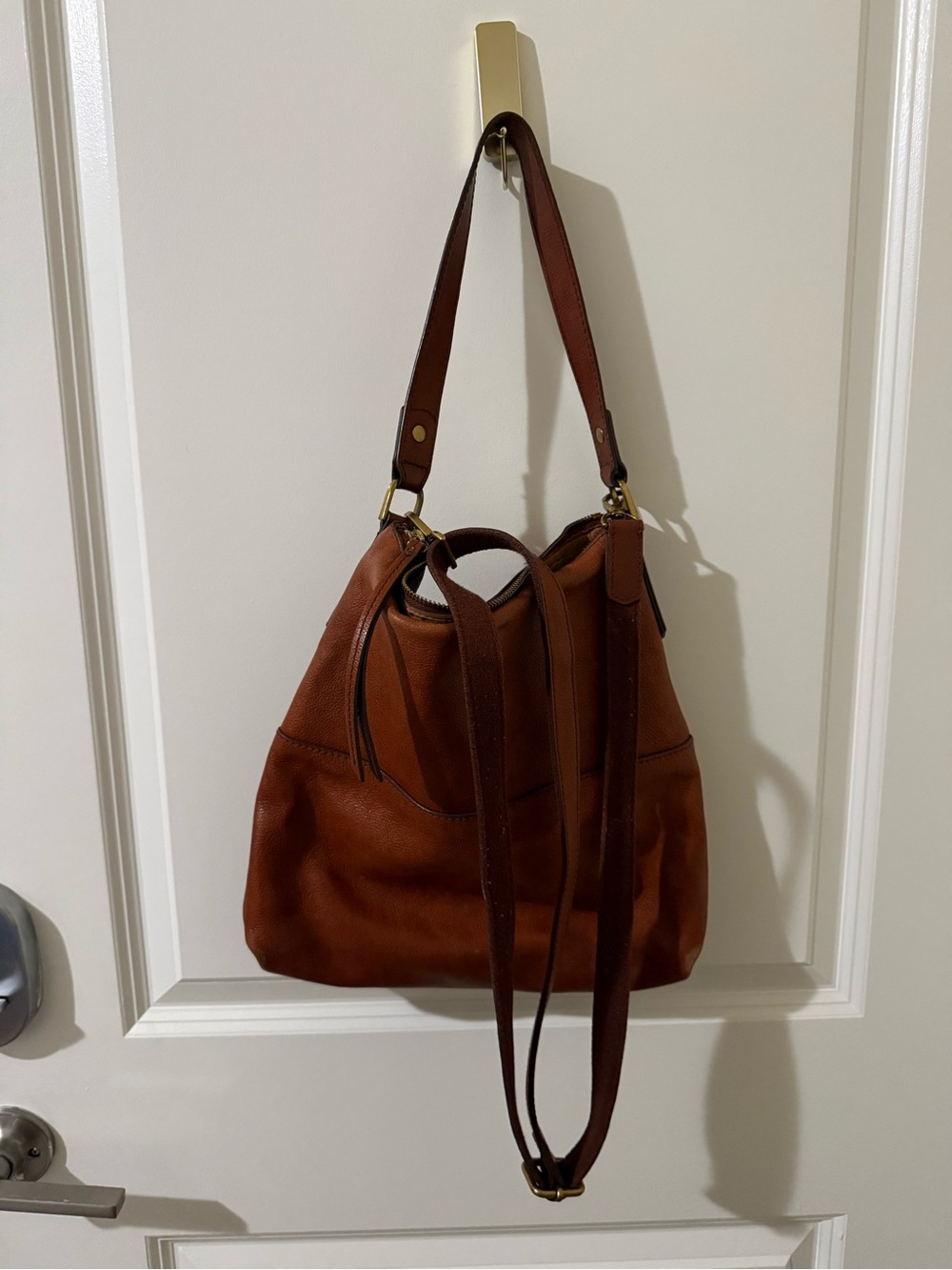 Fossil Brown Leather Convertible Shoulder Bag